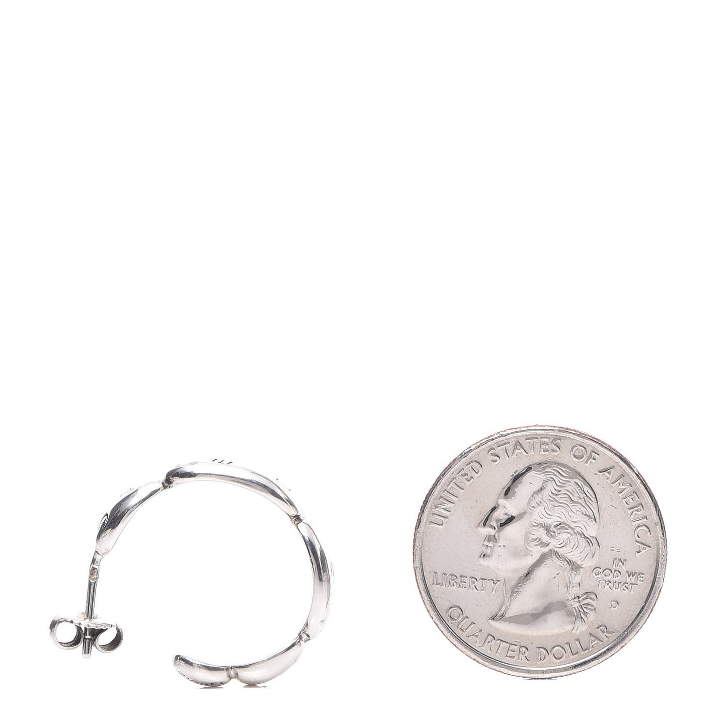 Logo Engraved Half Hoop Earrings Silver