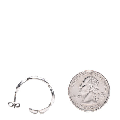 Chanel Logo Engraved Half Hoop Earrings Silver 2 of 4