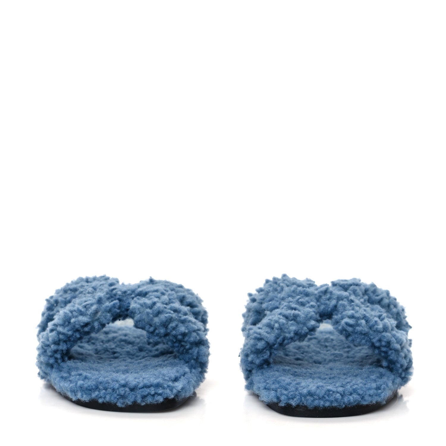 Hermes Woolskin Oran Sandals 36.5 Bleu 2 of 8