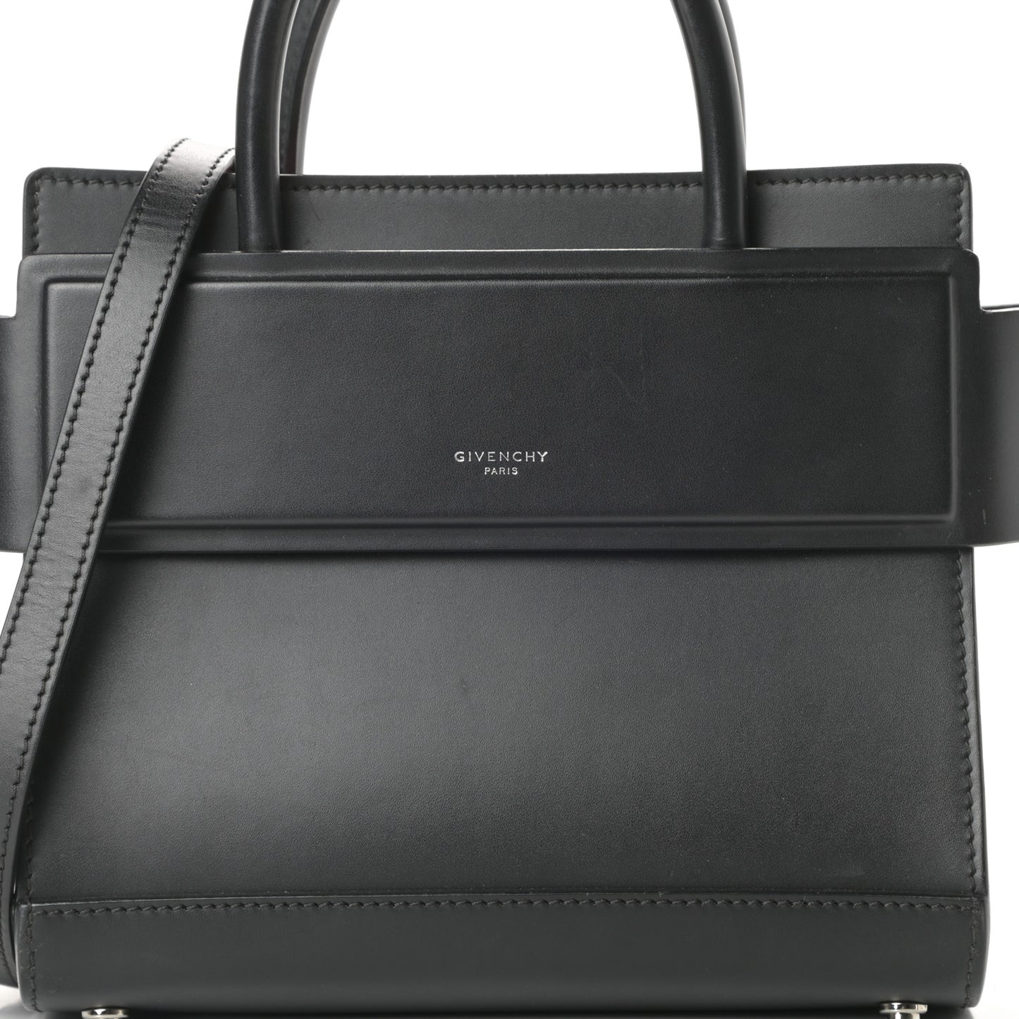 Smooth Calfskin Mini Horizon Satchel Black