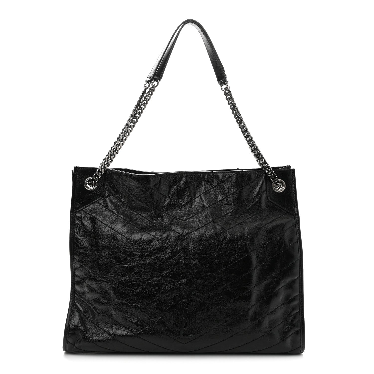 Saint Laurent Crinkled Calfskin Matelasse Monogram Large Niki Shopper Tote Black 1 of 11