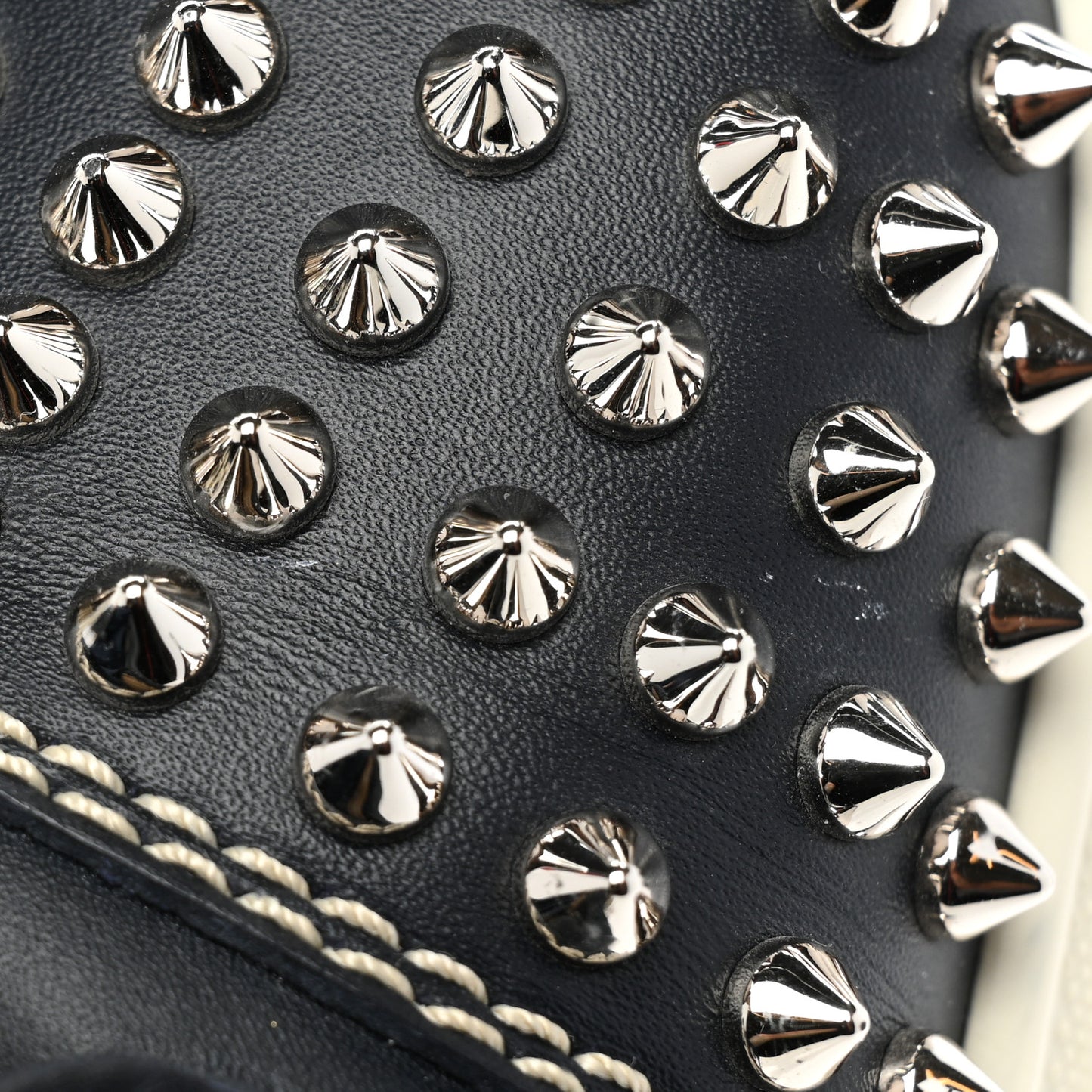 Calfskin Mens Louis Spikes Flat Sneakers 44 Navy Black