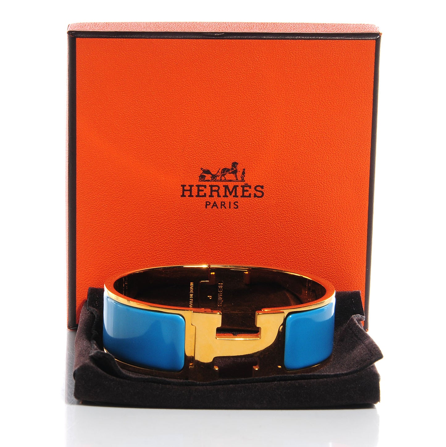 Enamel Wide Clic Clac H Bracelet GM Bleu Azure