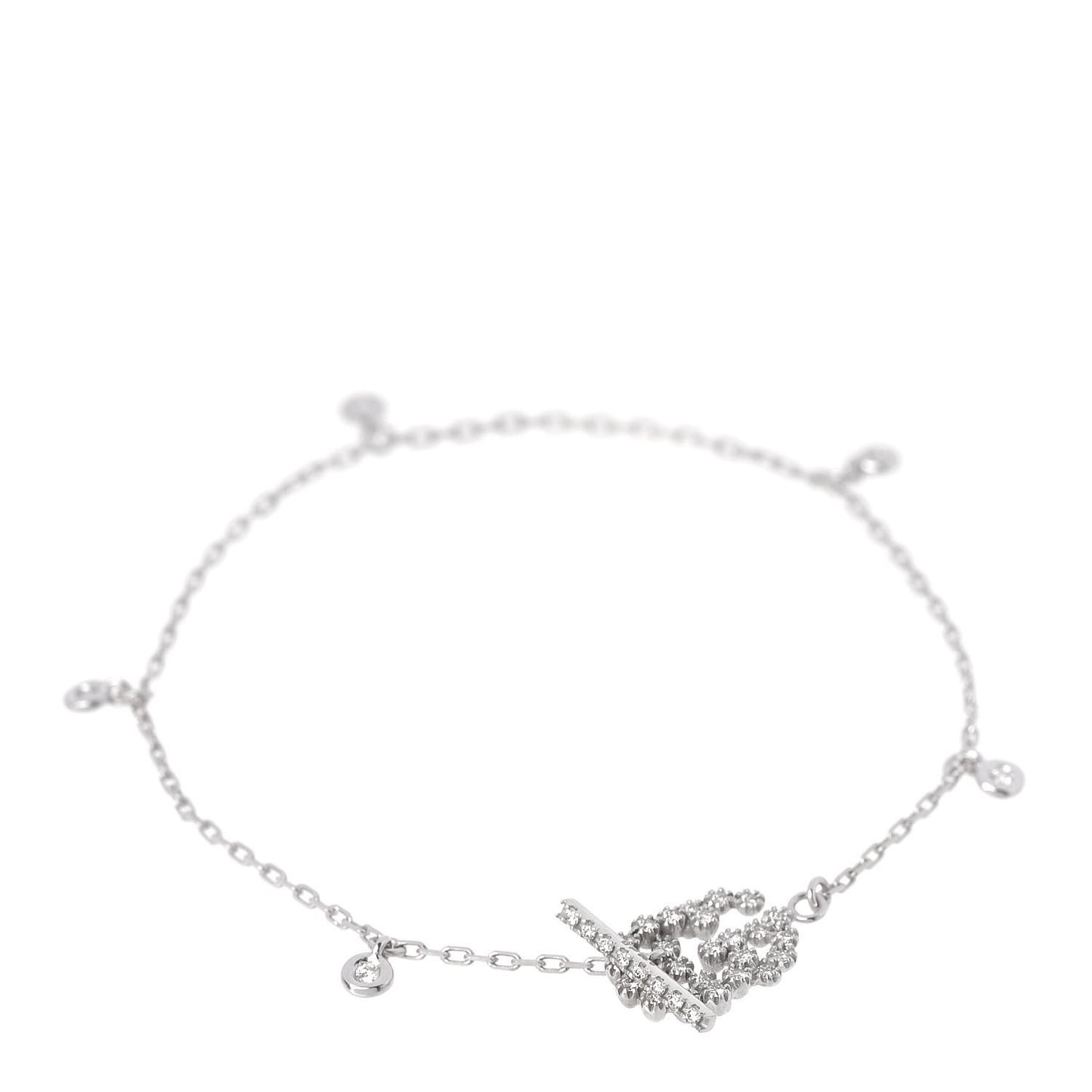 18K White Gold Diamond GG Running Bracelet 17