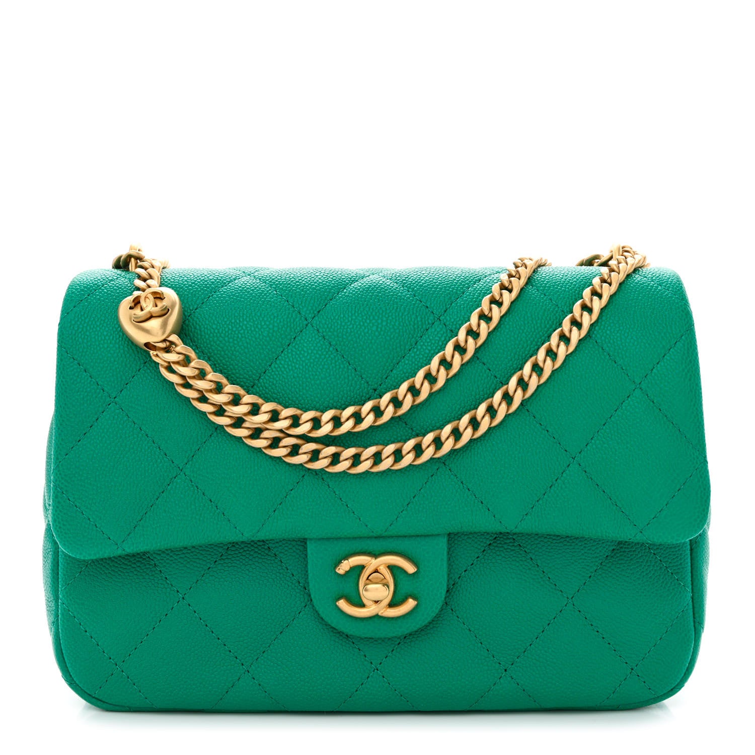 Chanel Caviar Quilted Sweetheart Flap Green 1 of 10