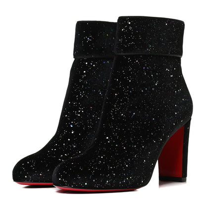 Christian Louboutin Velvet Galactica Moulamax 85 Booties 38.5 Black 3 of 11