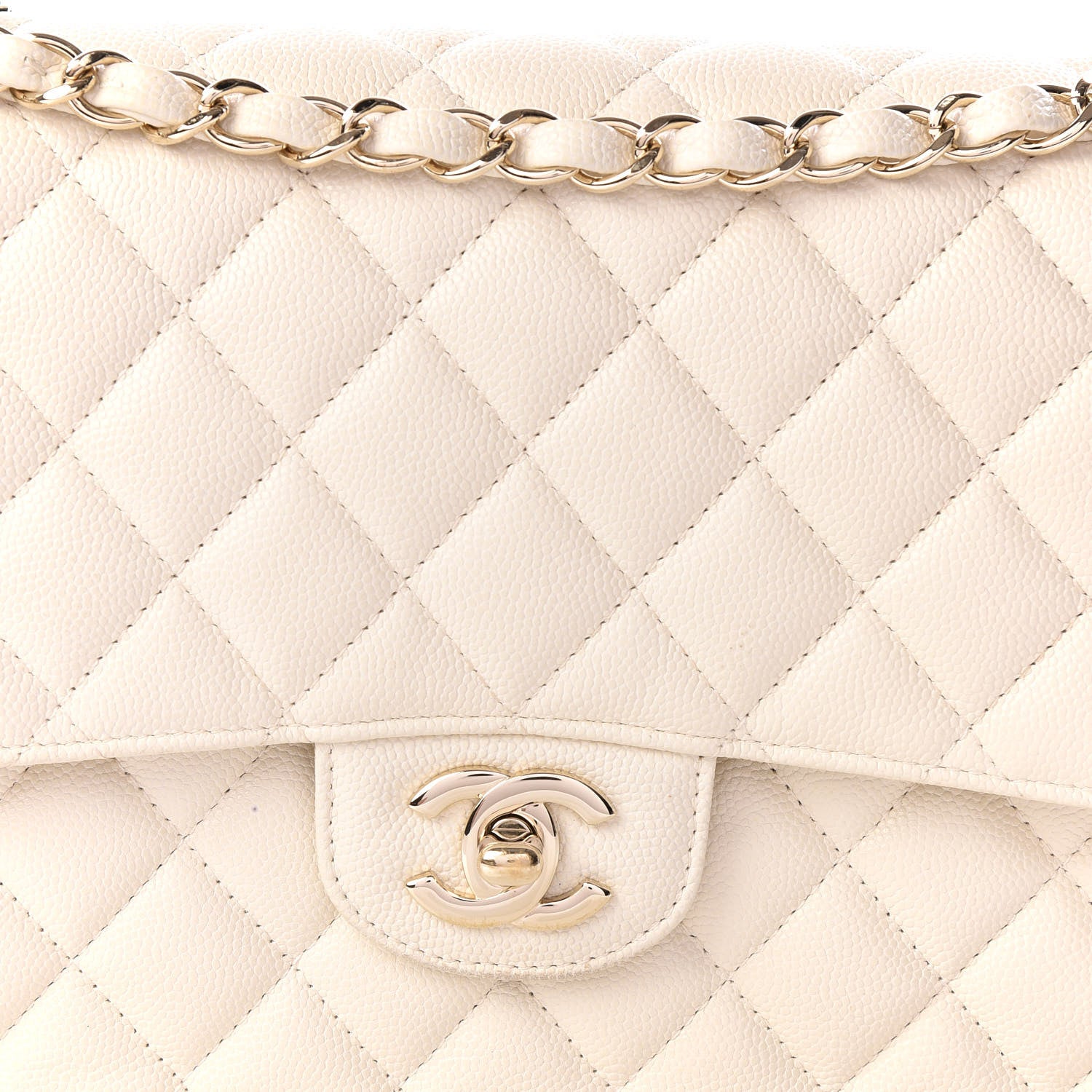 Chanel Caviar Quilted Medium Double Flap White 9 of 12