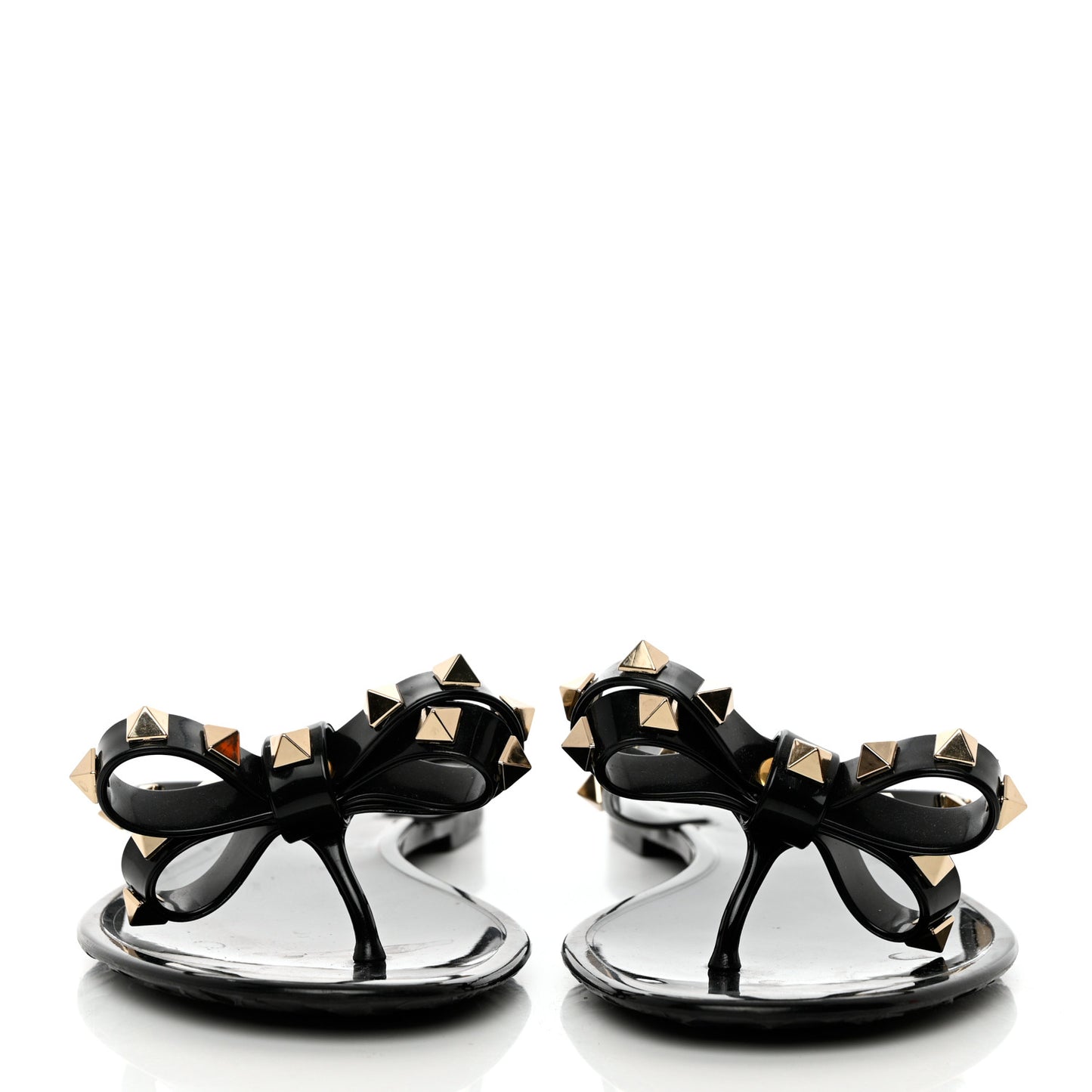 PVC Jelly Rockstud Bow Thong Sandals 36 Black