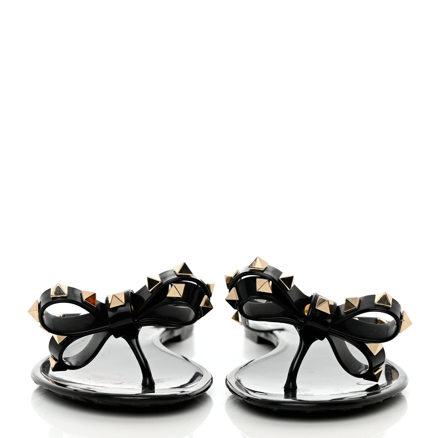 Valentino Garavani PVC Jelly Rockstud Bow Thong Sandals 36 Black 2 of 12