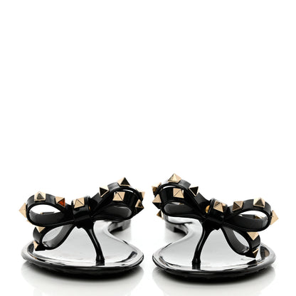 Valentino Garavani PVC Jelly Rockstud Bow Thong Sandals 36 Black 2 of 12