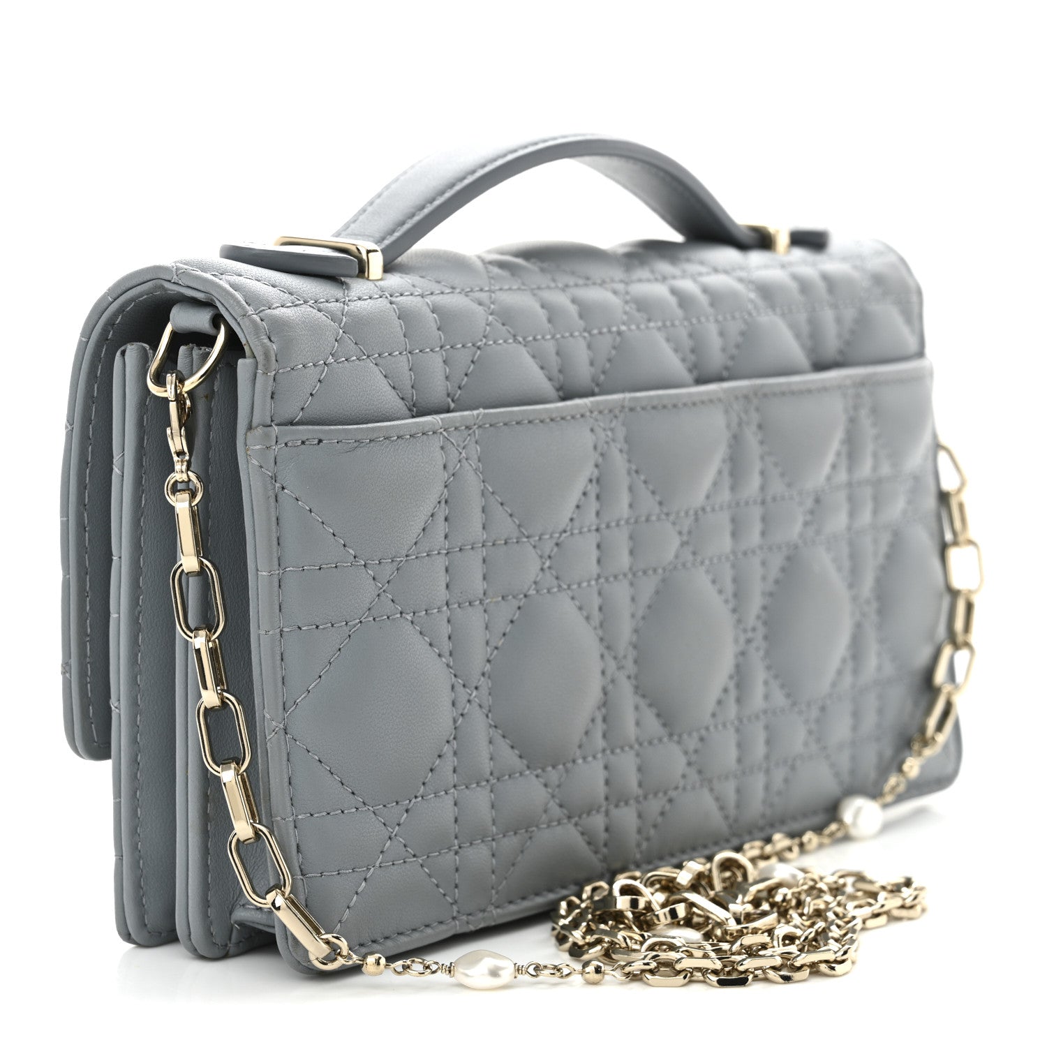 Christian Dior Lambskin Cannage Mini My Dior Top Handle Clutch Cloud Blue 3 of 14