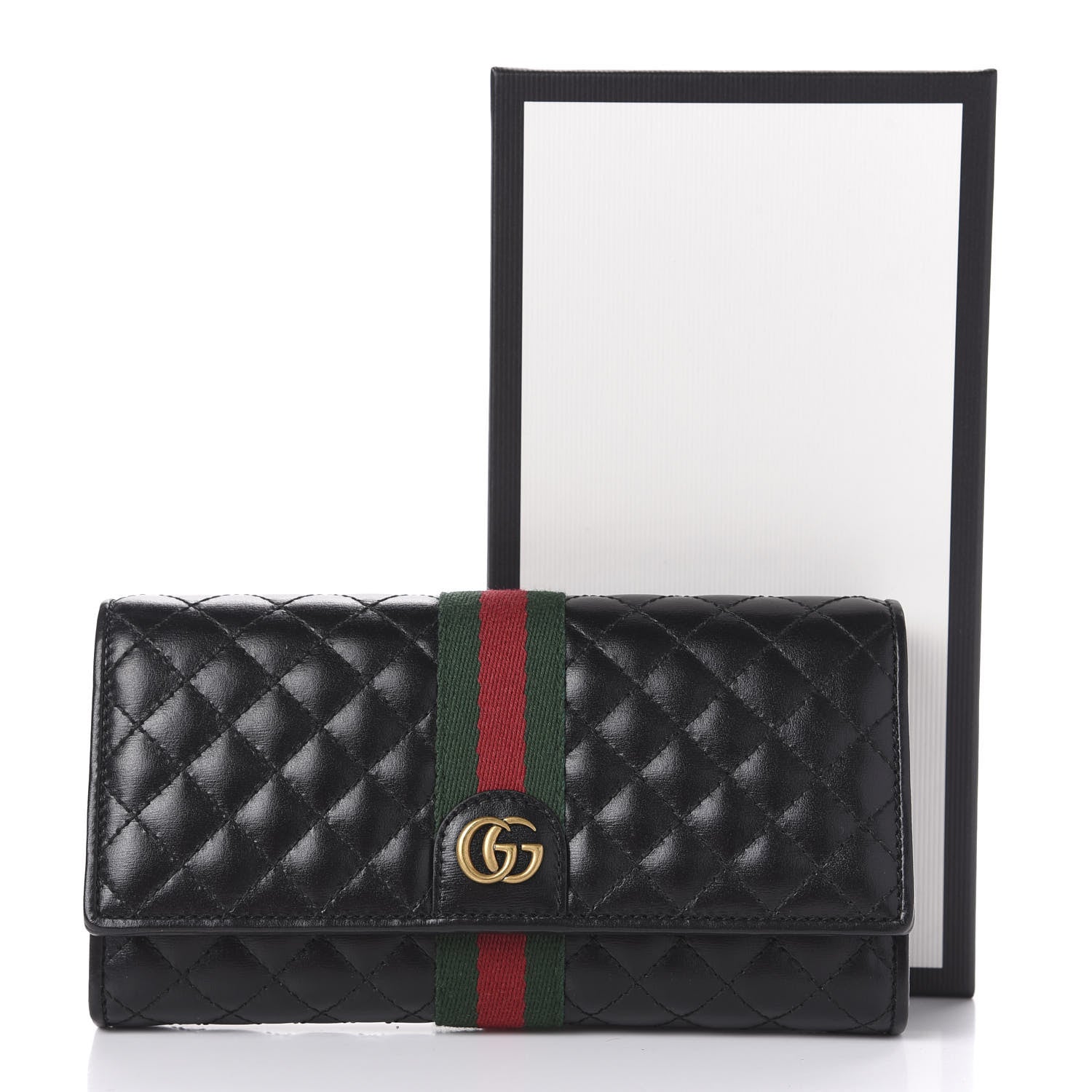 Gucci Calfskin Web Trapuntata GG Continental Wallet Black 8 of 8