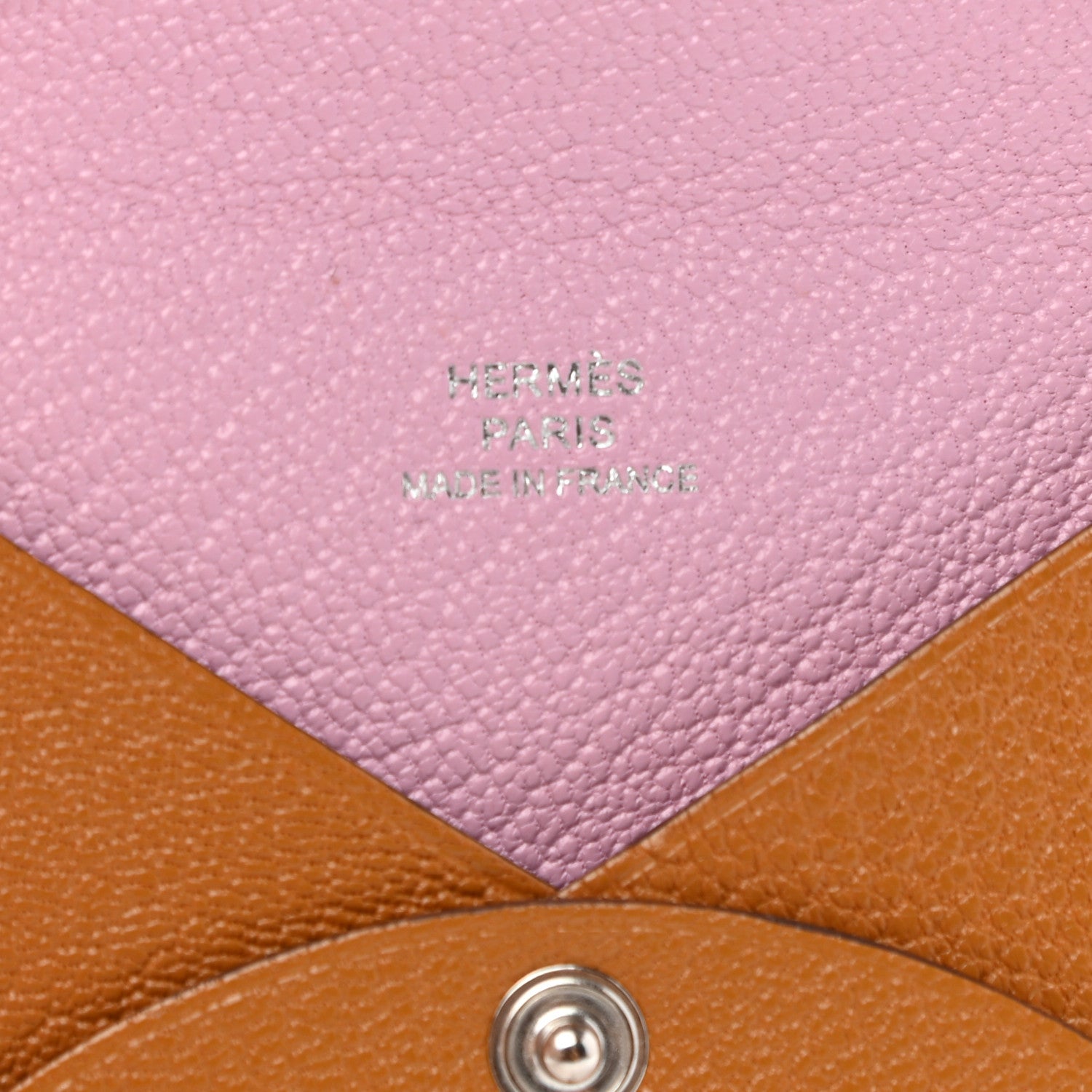 Hermes Chevre Mysore Verso Calvi Card Case Caramel Rose Sakura 6 of 7