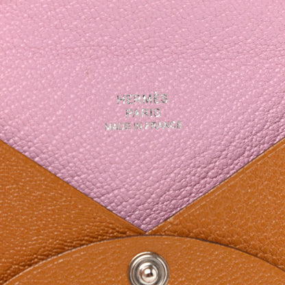 Hermes Chevre Mysore Verso Calvi Card Case Caramel Rose Sakura 6 of 7