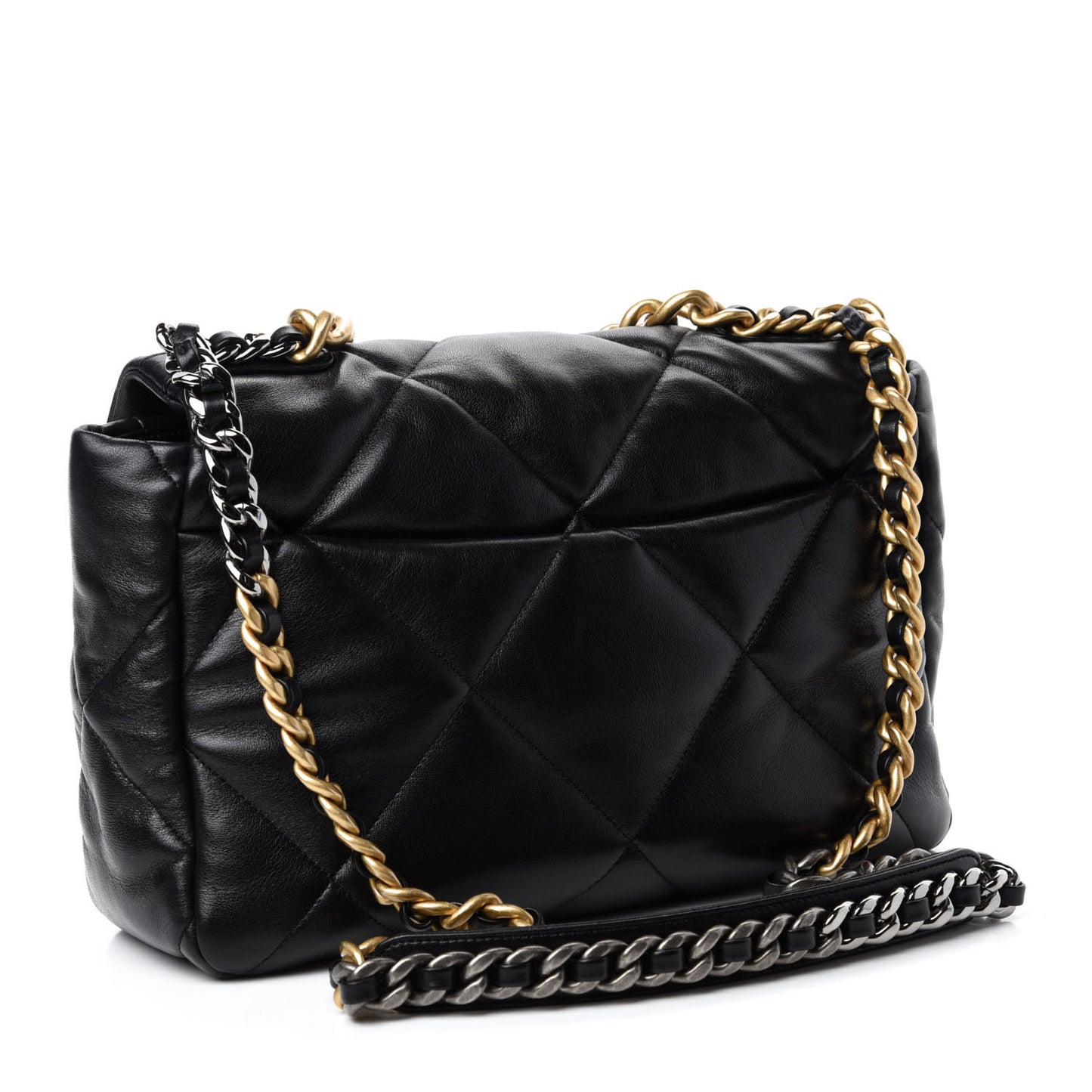 Lambskin Quilted Large 19 Flap Black