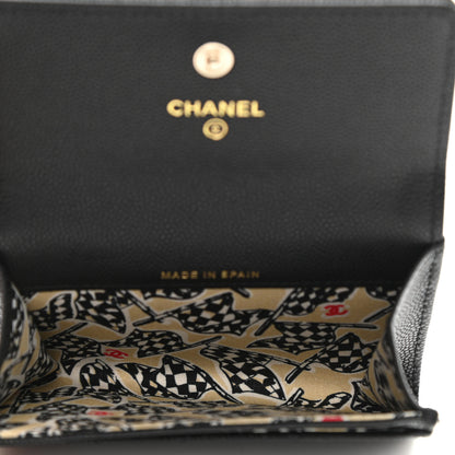 Chanel Caviar Quilted CC Racing Flag Flap Card Holder Black 5 of 9