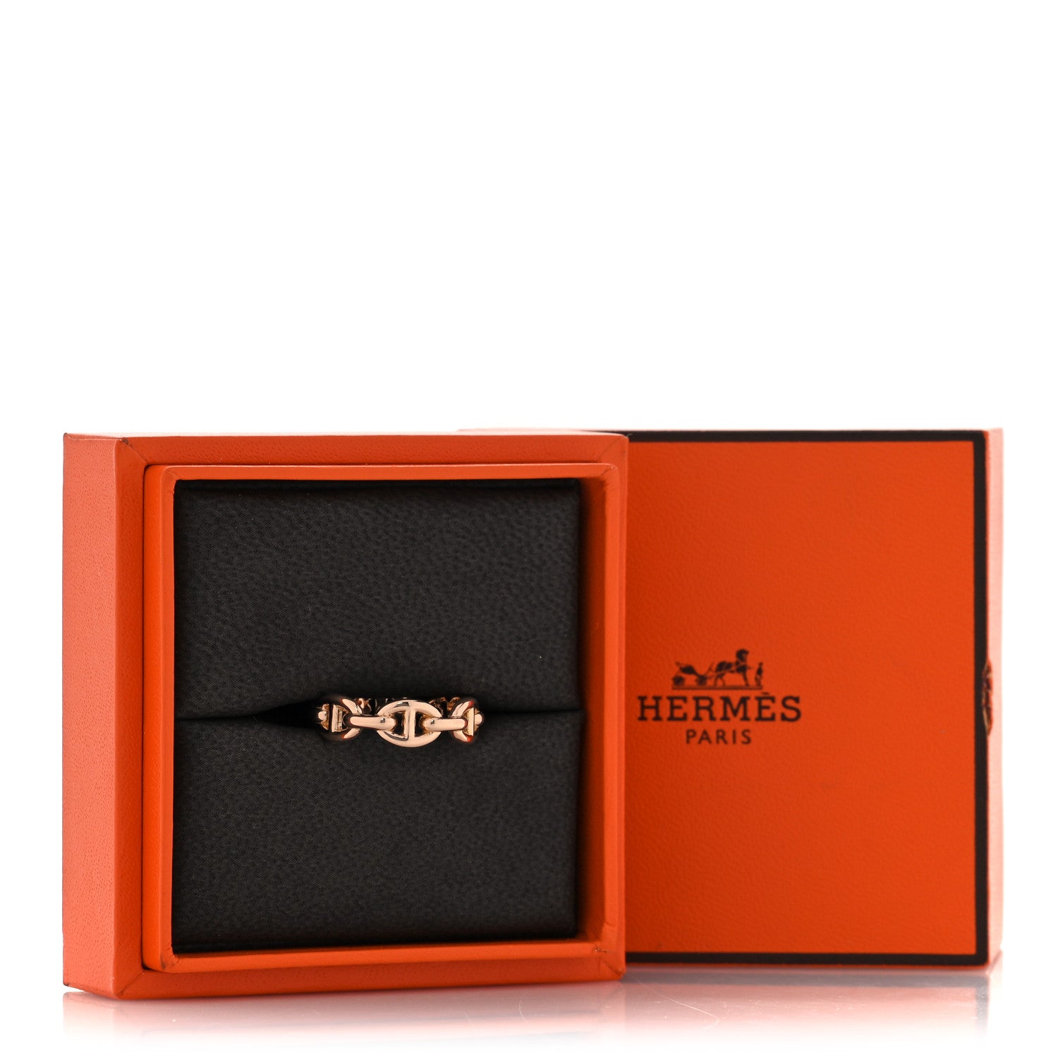 Hermes 18K Rose Gold PM Chaine D'Ancre Enchainee Ring 54 6.75 5 of 5