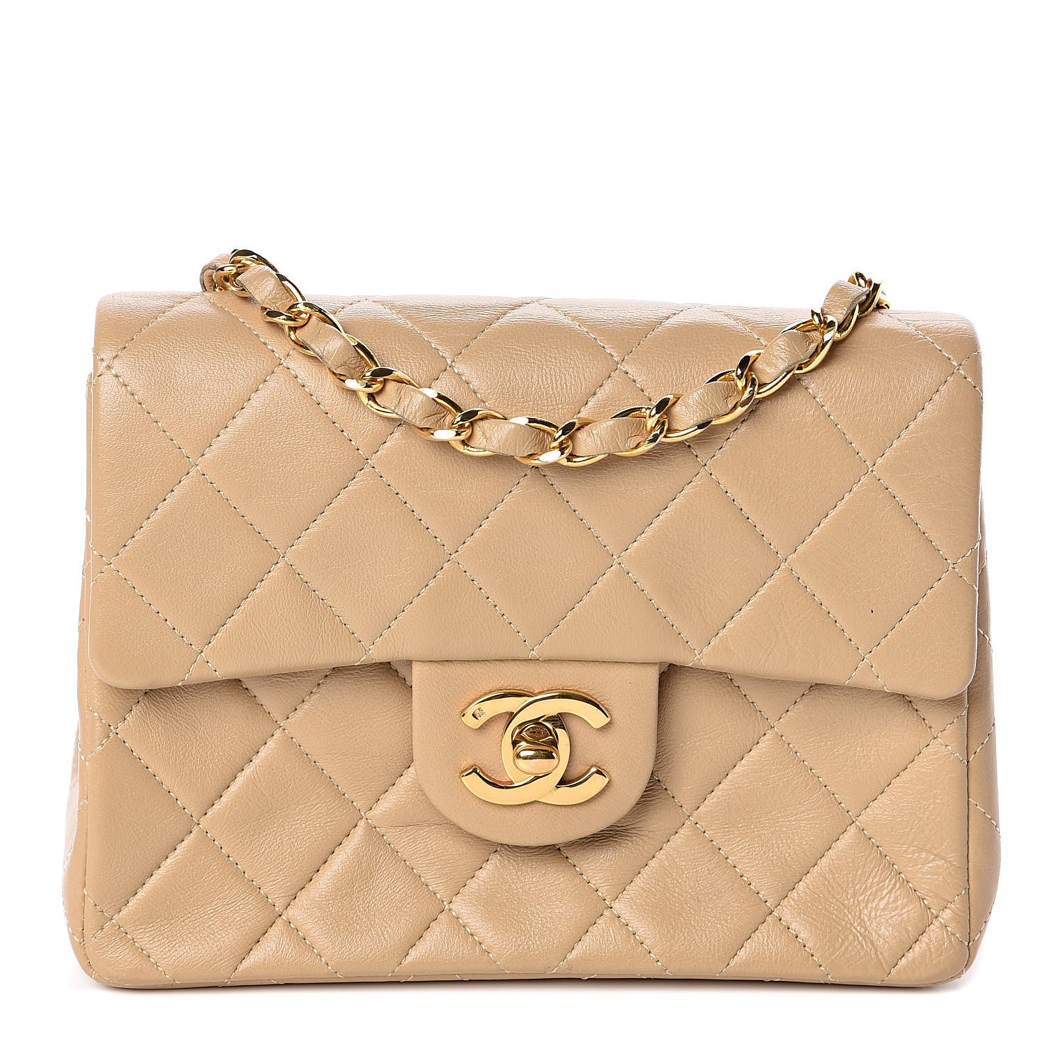 Chanel Lambskin Quilted Mini Square Flap Beige 1 of 11