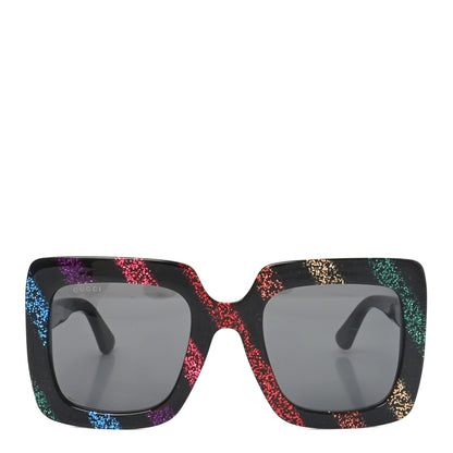 Gucci Acetate Oversize Stripe Sunglasses GG0328S Black Multi 2 of 8