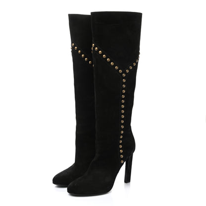 Saint Laurent Suede Otterproof Light Studded Grace 105 Boots 39.5 Black 3 of 7
