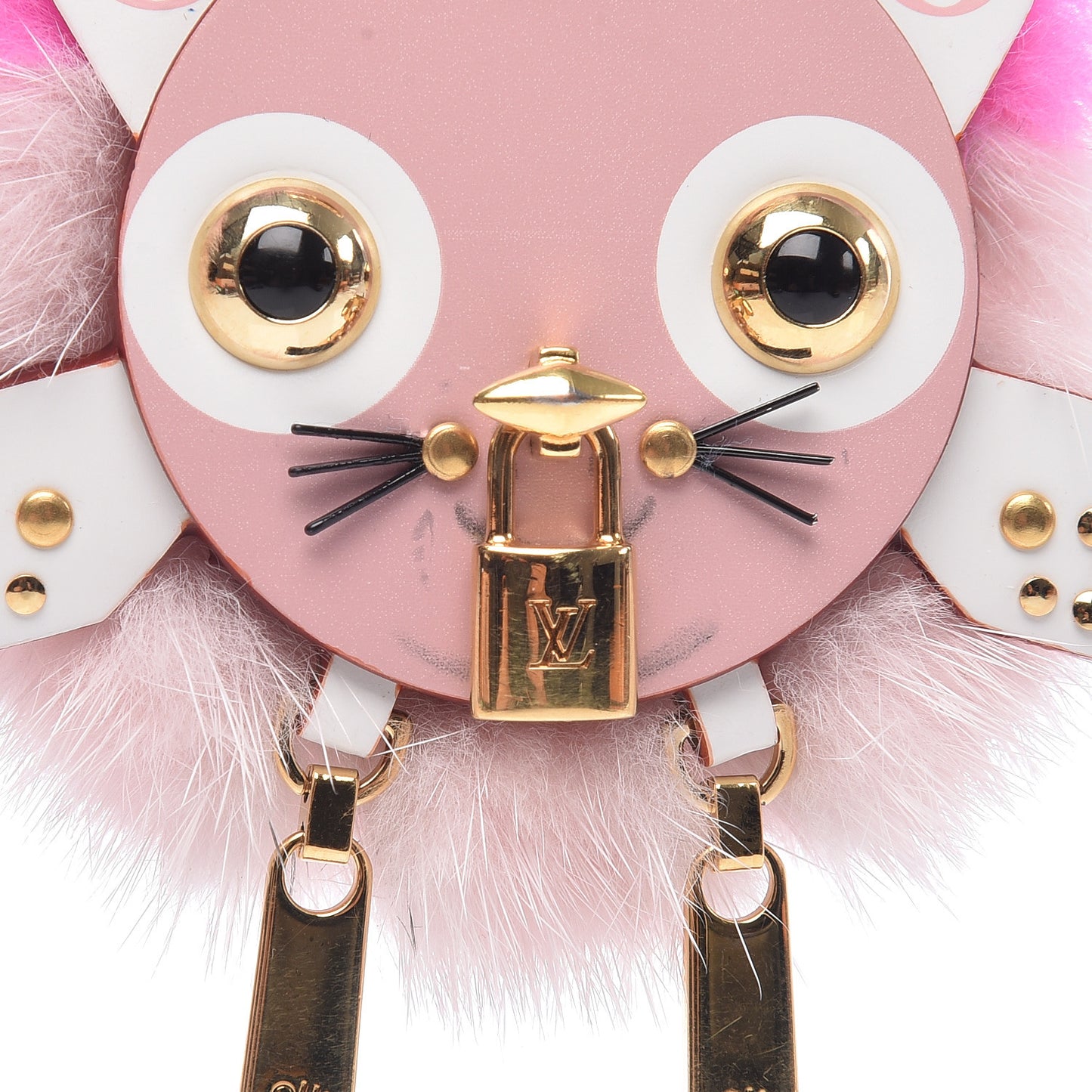 Calfskin Mink Fur Wild Puppet Bag Charm Key Holder Rose