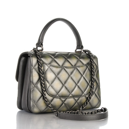Chanel Metallic Lambskin Quilted Small Trendy CC Dual Handle Flap Bag Silver Gold 3 of 8