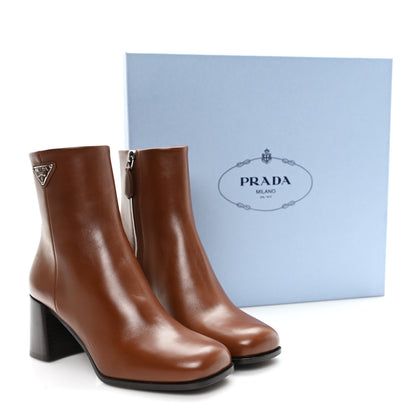 Prada Vitello Triangle Ankle Boots 36.5 Cognac 9 of 9