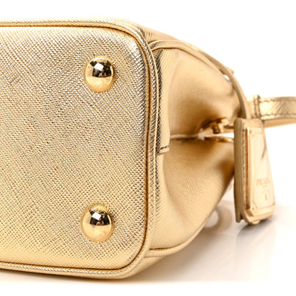 Prada Metallic Saffiano Lux Mini Galleria Double Zip Tote Platino 9 of 9