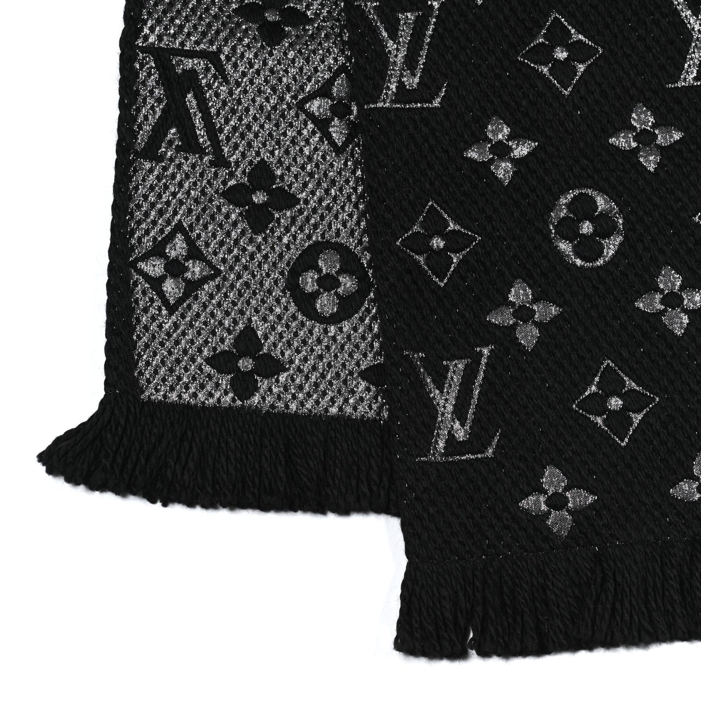 Wool Silk Logomania Shine Scarf Black