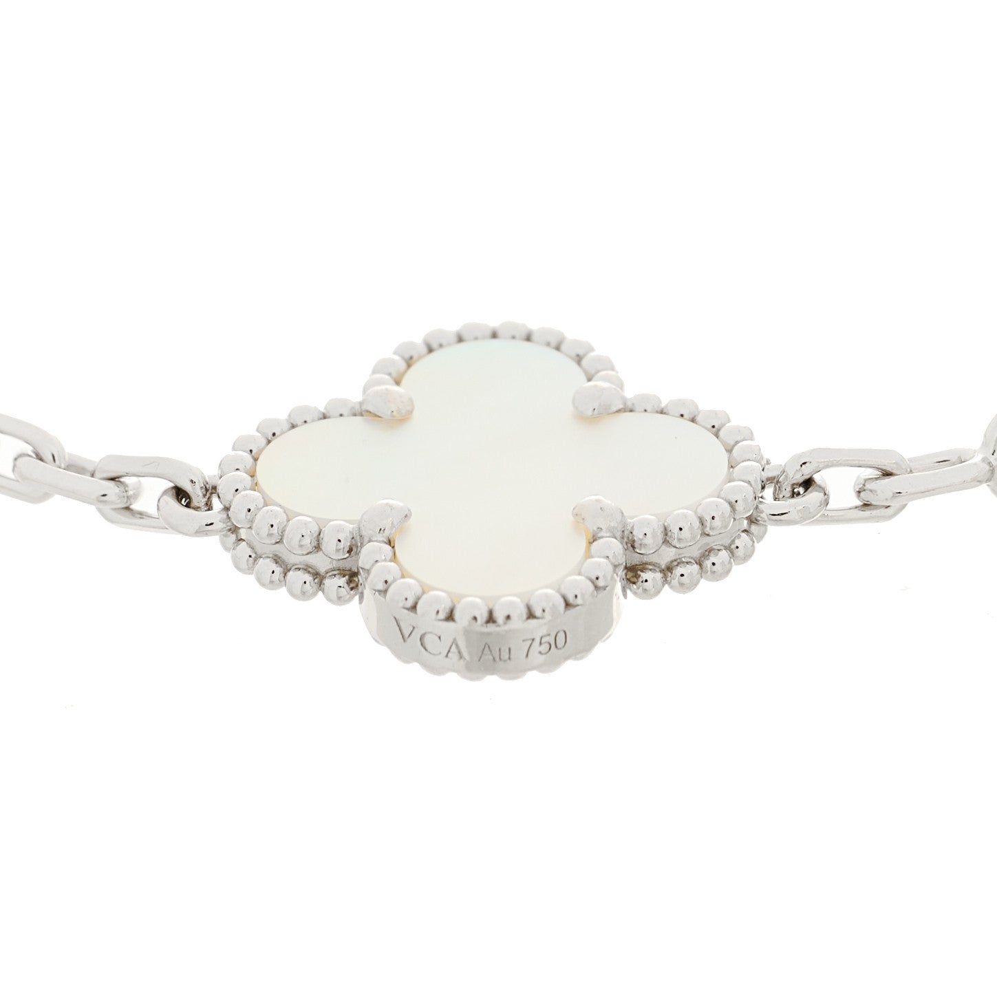 Van Cleef & Arpels 18K White Gold Mother of Pearl 5 Motifs Vintage Alhambra Bracelet 4 of 4