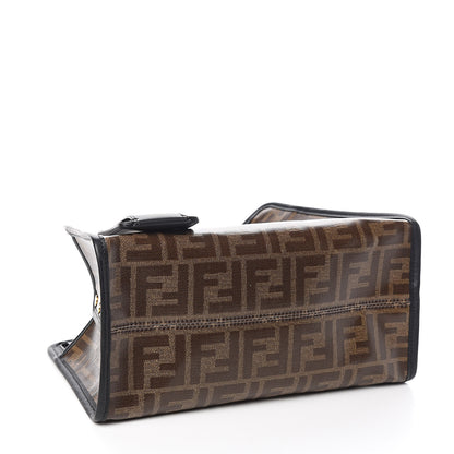 Fendi Glazed Fabric Vitello Century FF 1974 Stamp Patch Mini Peekaboo Defender Cover Mogano Panna Black 4 of 8