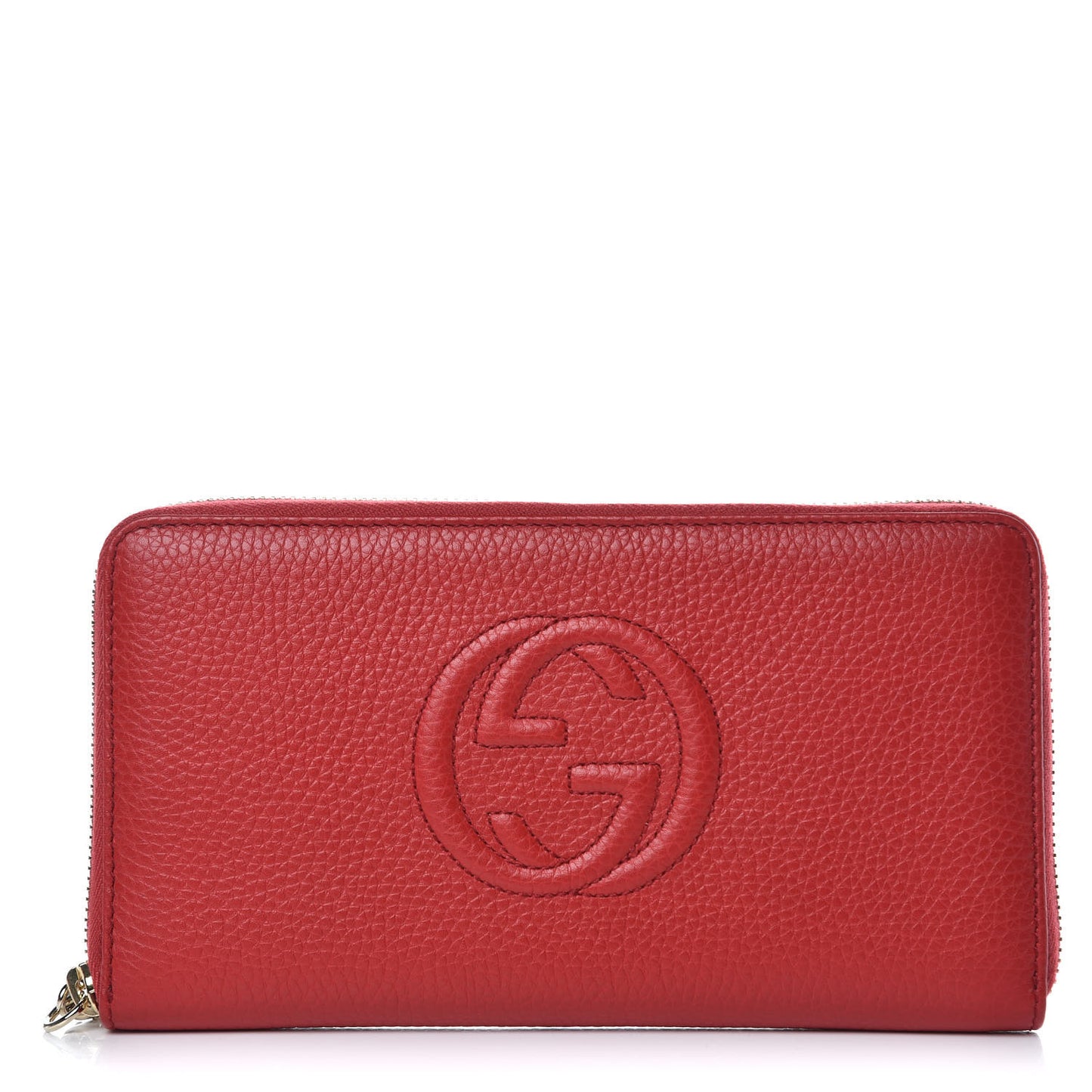 Pebbled Calfskin Soho Zip Around Wallet Vibrant Red