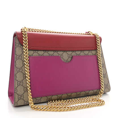 Gucci GG Supreme Monogram Calfskin Medium Padlock Shoulder Bag Beige Hibiscus Red New Rosette 3 of 14