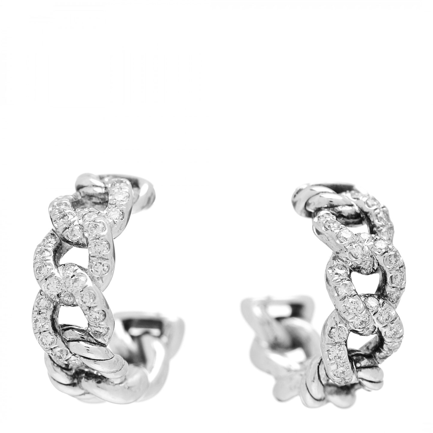 Sterling Silver Diamond Belmont Curb Earrings