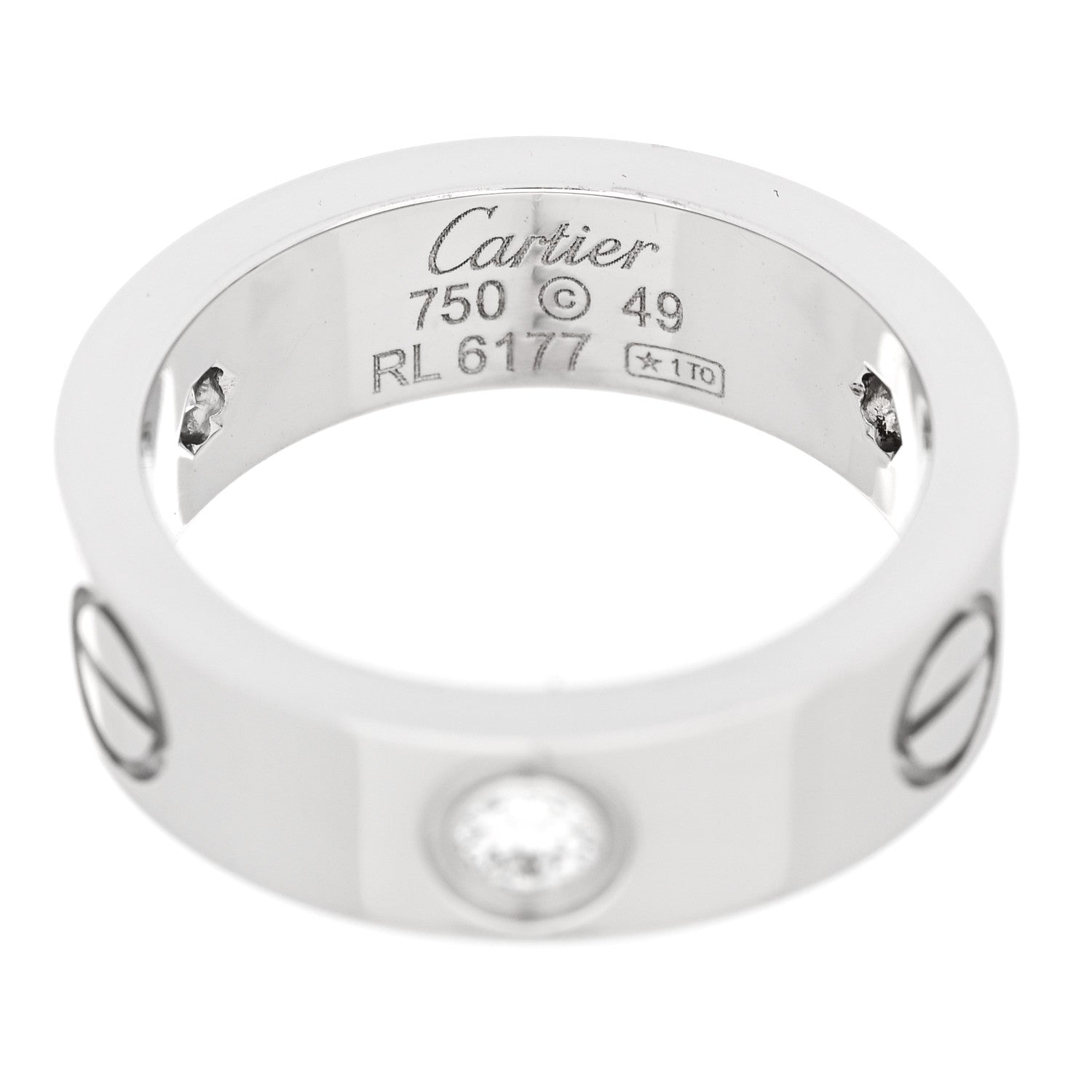 Cartier 18K White Gold 3 Diamond 5.5mm LOVE Ring 49 5 4 of 4