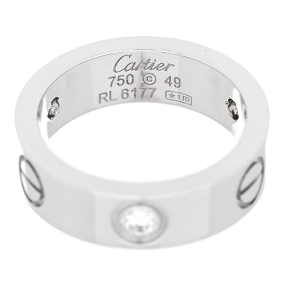 Cartier 18K White Gold 3 Diamond 5.5mm LOVE Ring 49 5 4 of 4