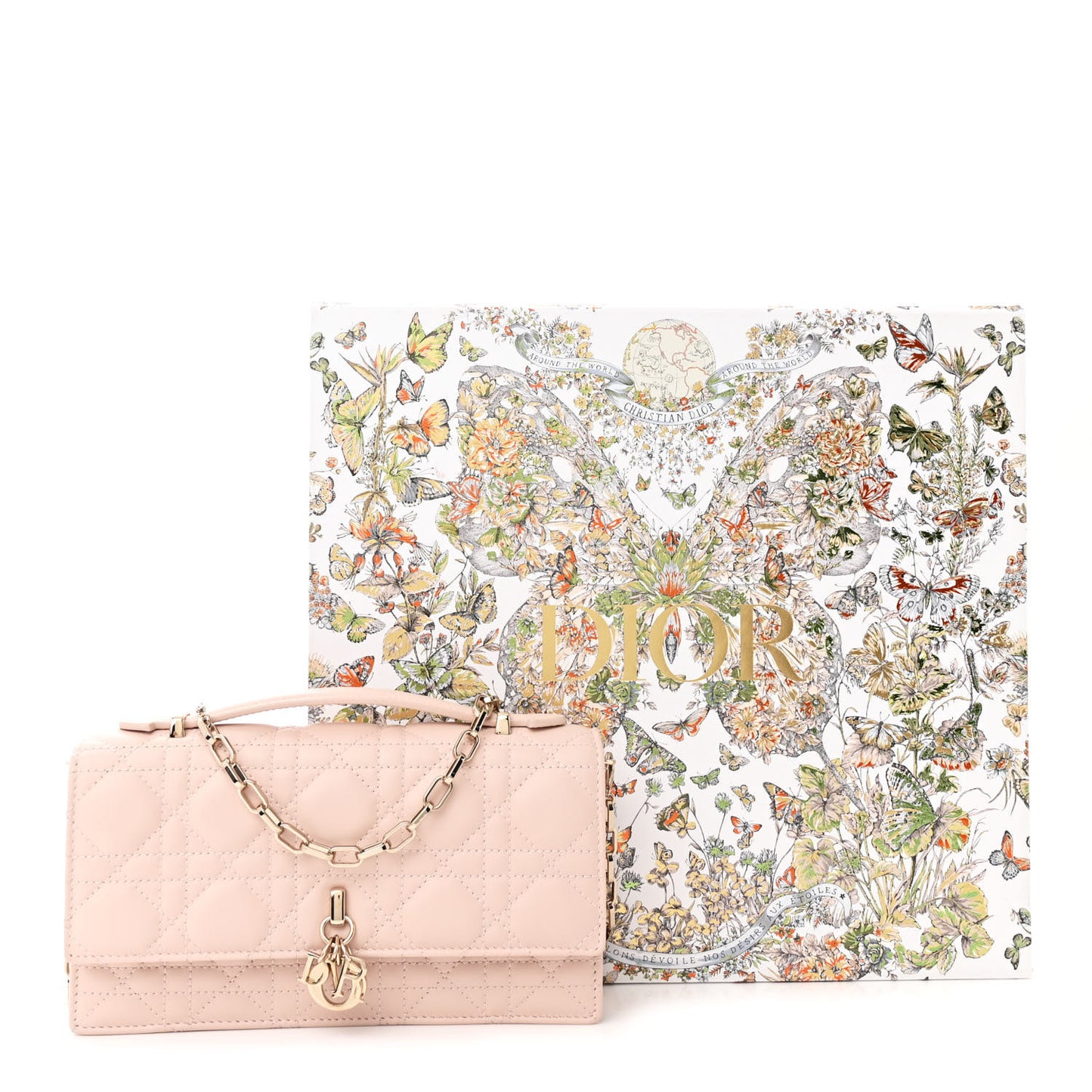 Lambskin Cannage Mini My Dior Top Handle Clutch Rose Poudre