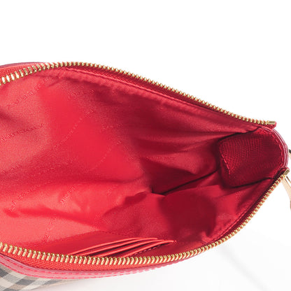 Burberry Haymarket Check Small Peyton Crossbody Clutch Bag Coral Red 5 of 14