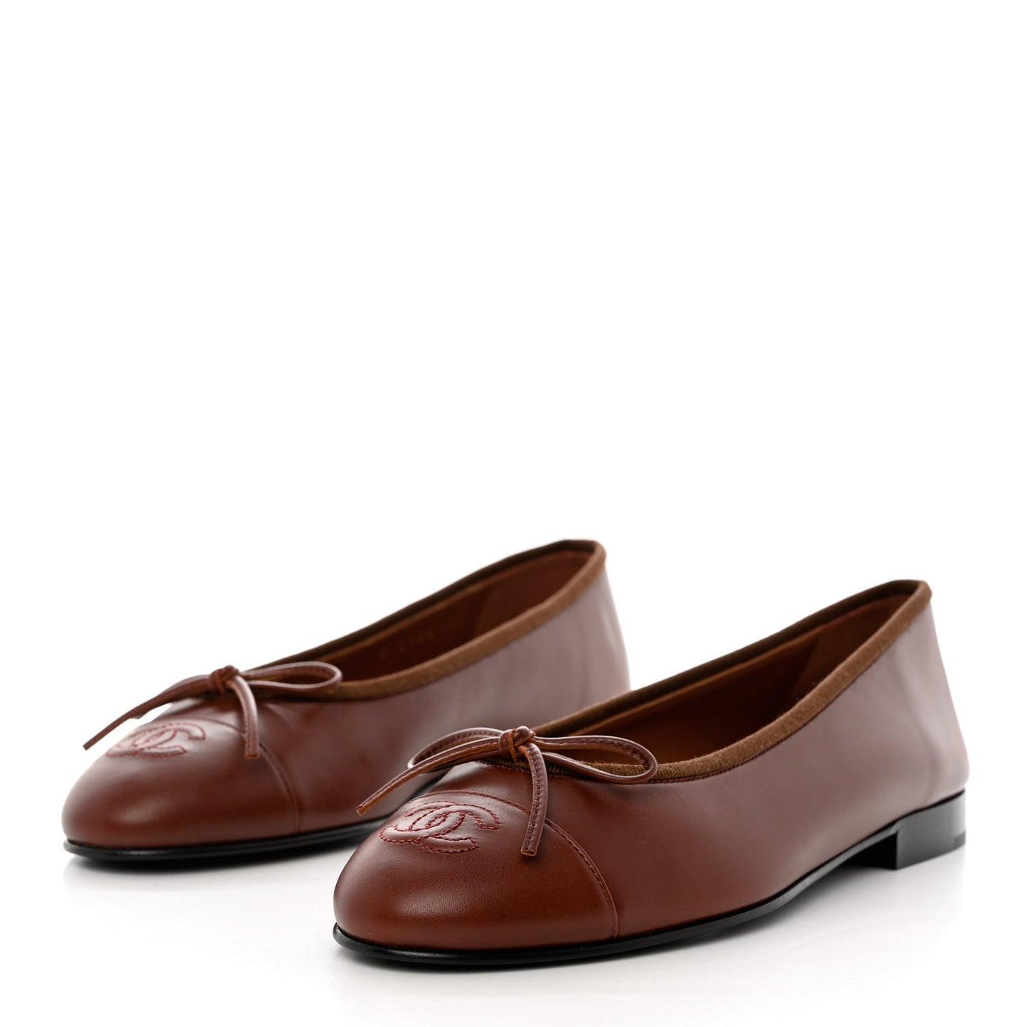 Lambskin Cap Toe CC Ballerina Flats 37 Burgundy