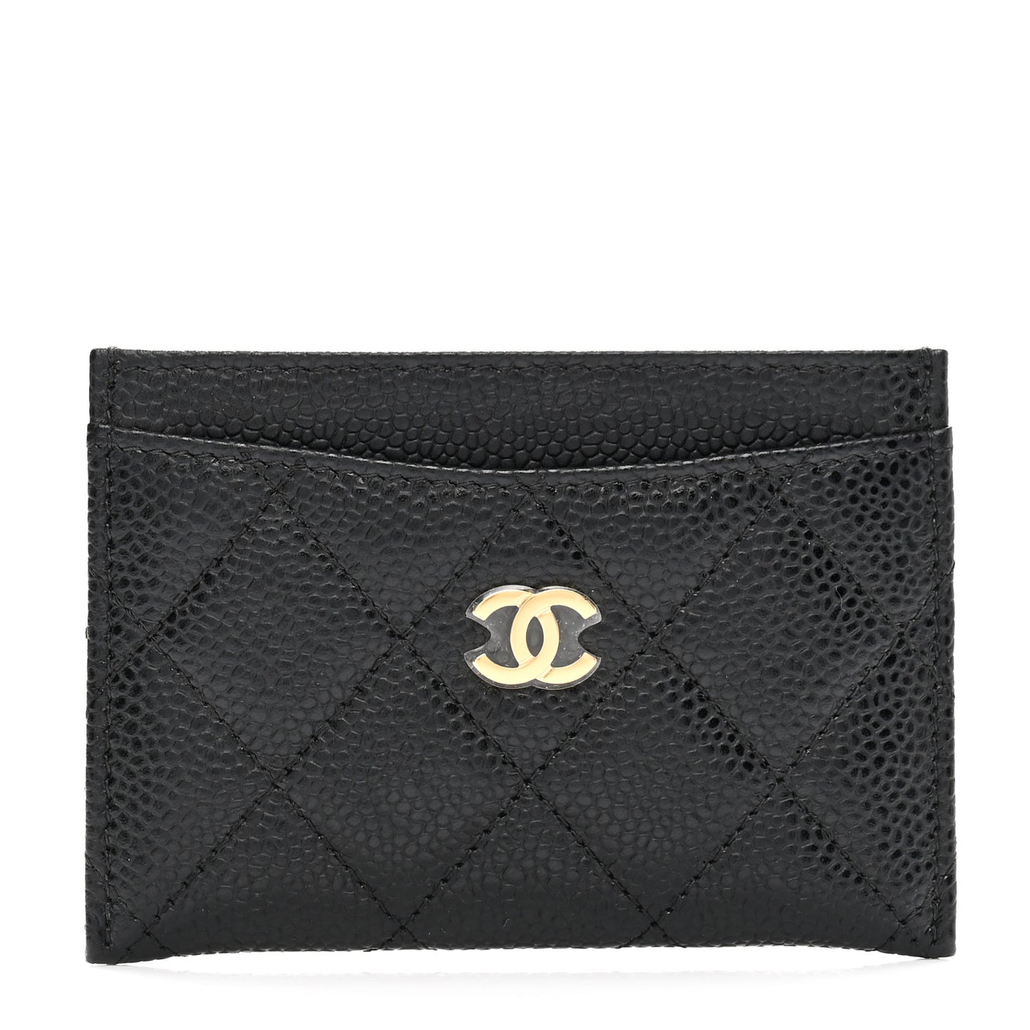 Caviar Quilted Card Holder Black