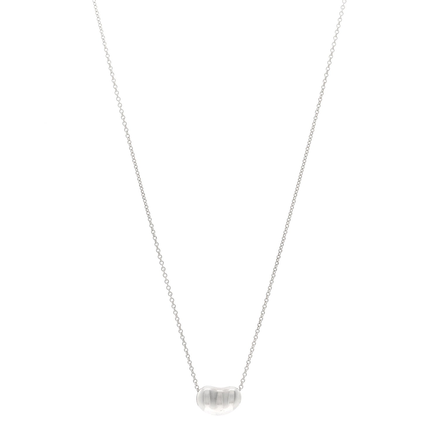 Tiffany Sterling Silver 12mm Elsa Peretti Bean Pendant Necklace 1 of 4