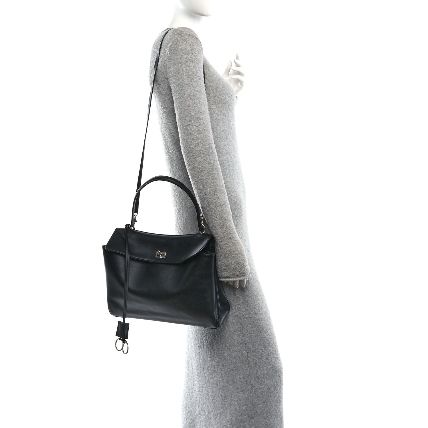 Balenciaga Natural Smooth Calfskin Medium Rodeo Top Handle Handbag Black 2 of 9
