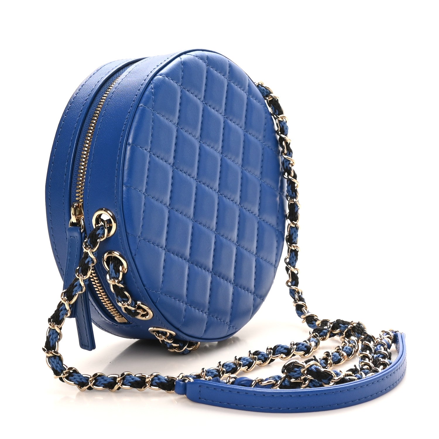 Chanel Lambskin Coco Lifesaver Round Bag Blue Black 3 of 9