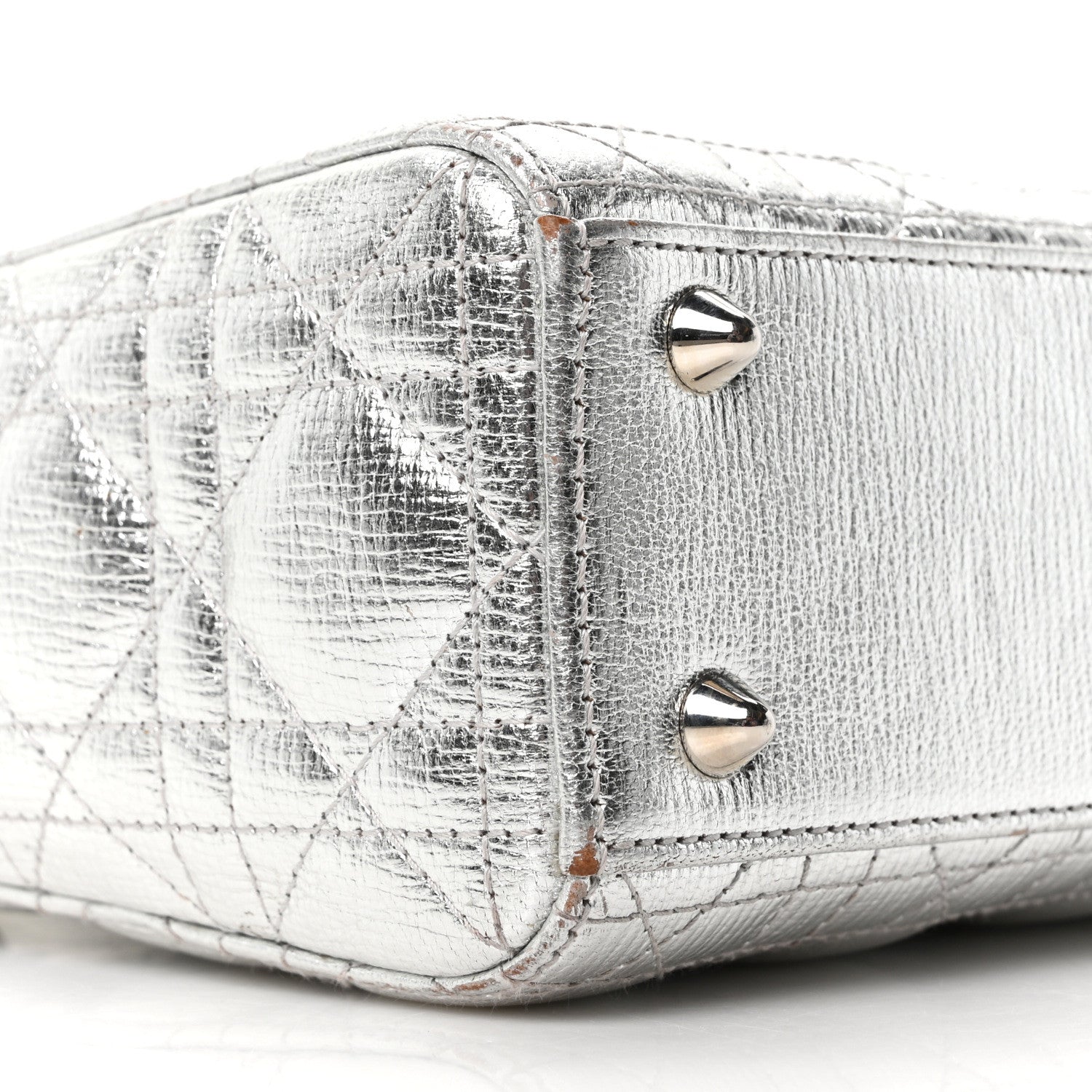 Christian Dior Metallic Grained Calfskin Cannage Small Lucky Badges My Lady Dior Silver 17 of 19