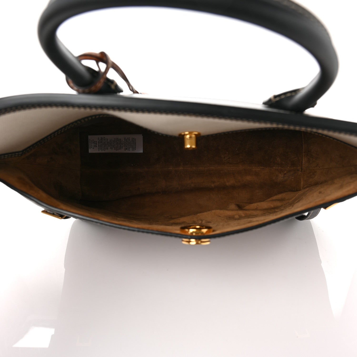 Burberry Calfskin Medium Society Top Handle Bag Black Brown 4 of 7