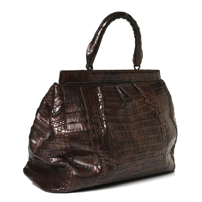 Nancy Gonzalez Crocodile Top Handle Satchel Brown 2 of 16