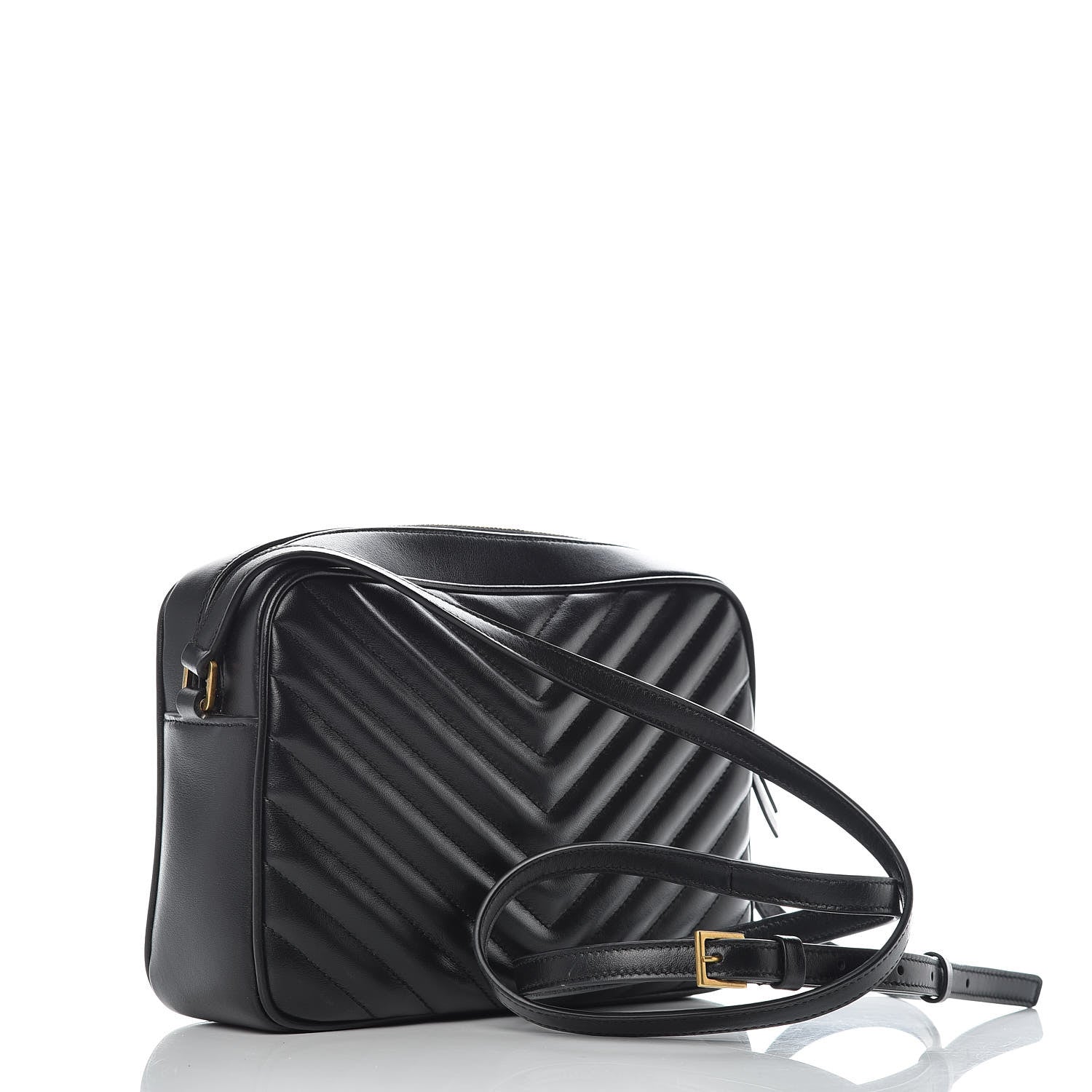 Saint Laurent Calfskin Matelasse Monogram Lou Camera Bag Black 3 of 9