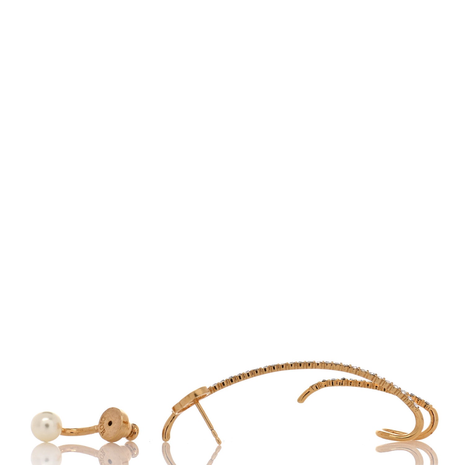 Christian Dior Pearl Crystal Clair D Lune Earring Gold 3 of 5