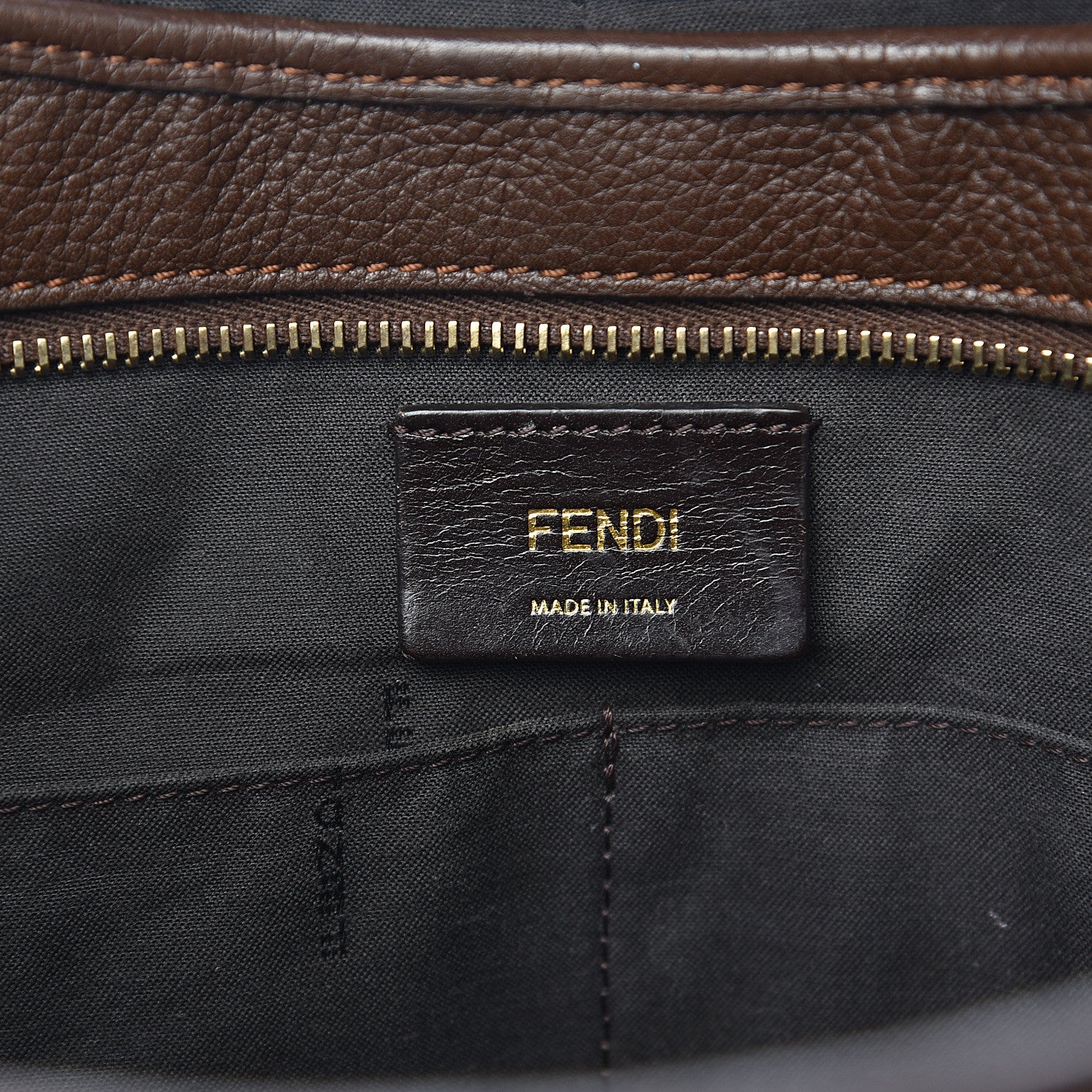 Fendi Zucca Vitello Artic Medium Shopping Tote Tobacco Castagna 5 of 15