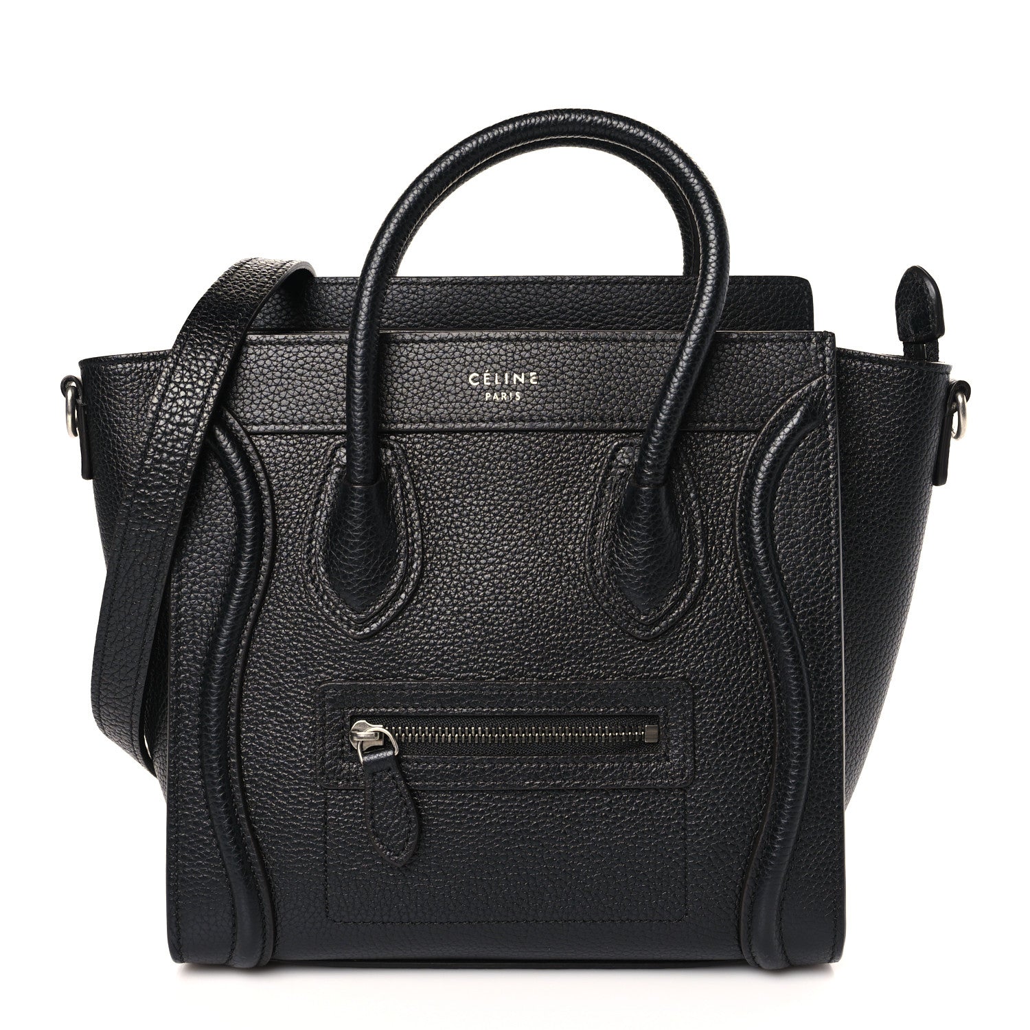 Celine Drummed Calfskin Nano Luggage Black 1 of 8